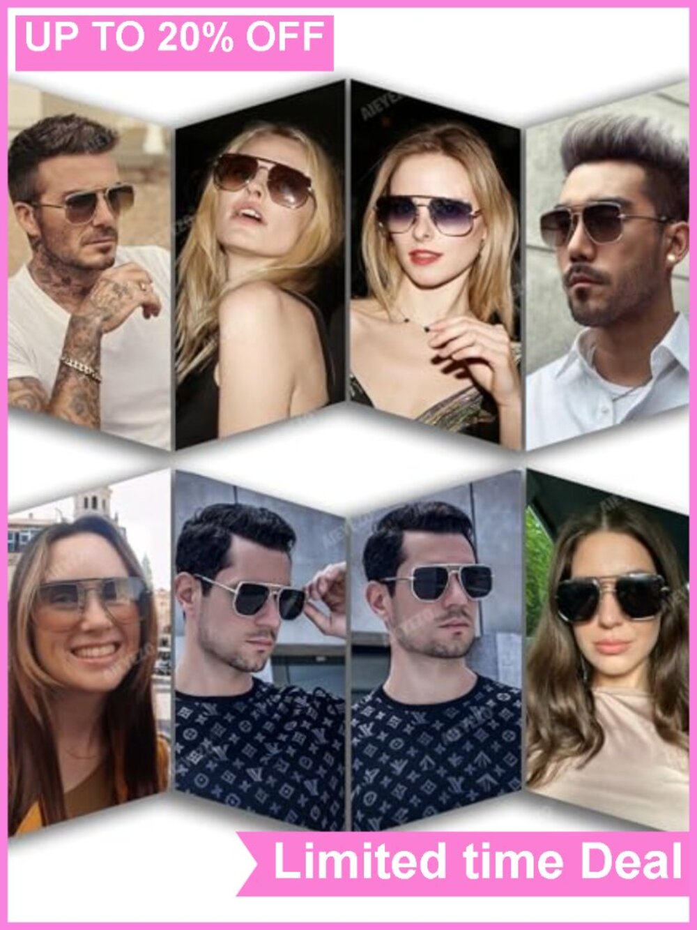Oversized Square Aviator Sunglasses for Men Women UV400 - Picture 3 of 6